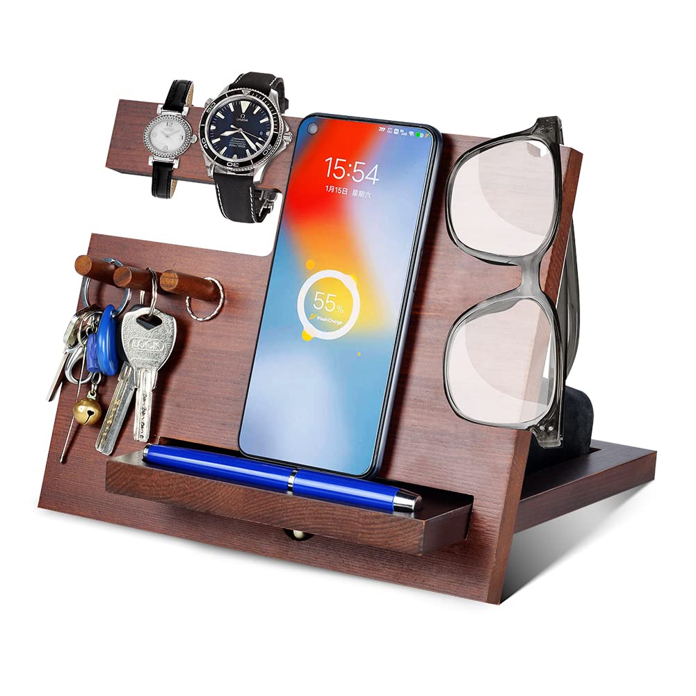 Geschenke für Männer Weihnachten Holz Telefon Dockingstation Nachttisch Organizer Männer Geschenk Ge