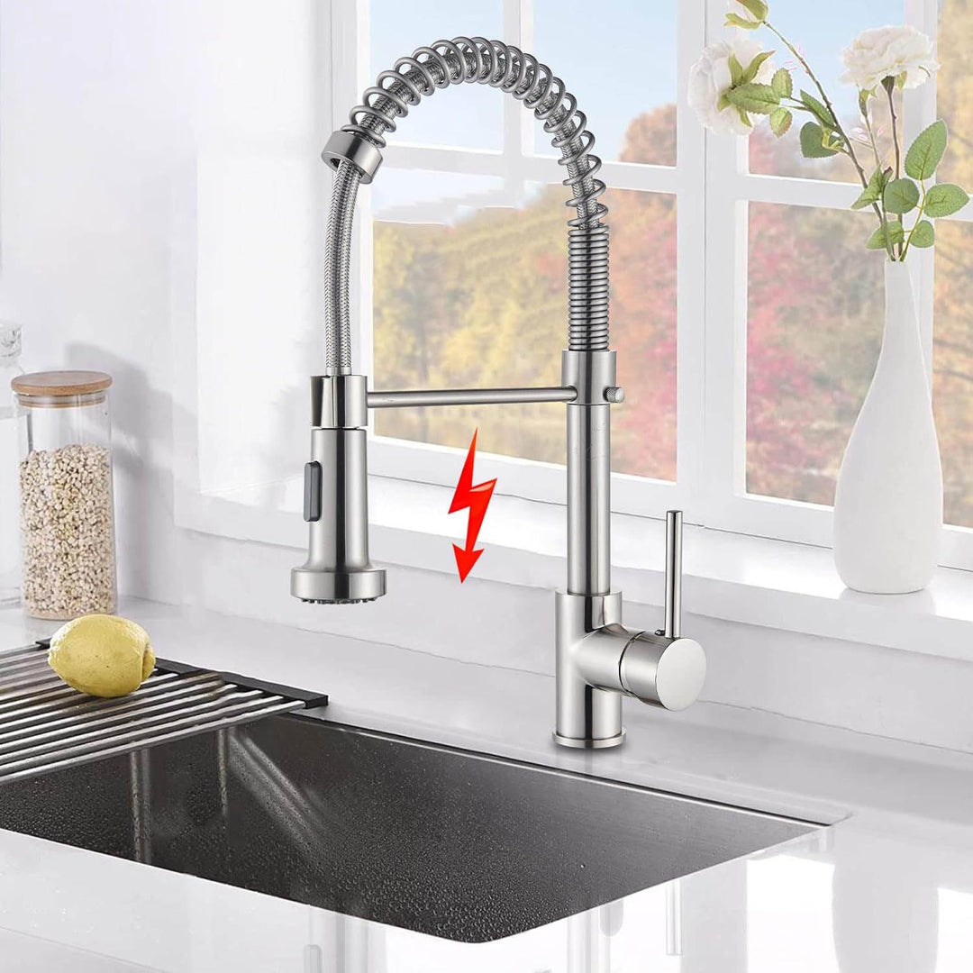 Niederdruck Küchenarmatur mit 2 Wasserstrahl 360° schwenkbar Einhand-Mischbatterie für Boiler/Untert