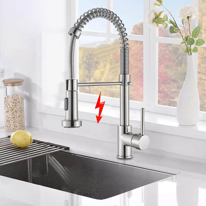Niederdruck Küchenarmatur mit 2 Wasserstrahl 360° schwenkbar Einhand-Mischbatterie für Boiler/Untert