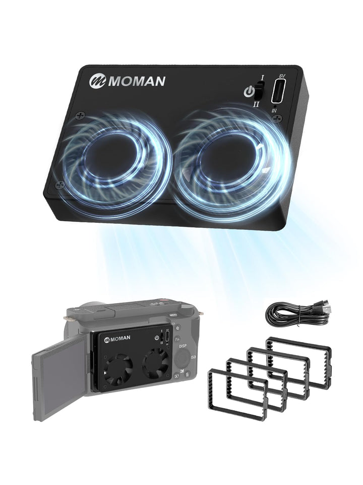 Camera Cooling Fan, Moman Externes Kühlsystem für Kameras mit Eingebautem Akku und Aufladen vom Typ