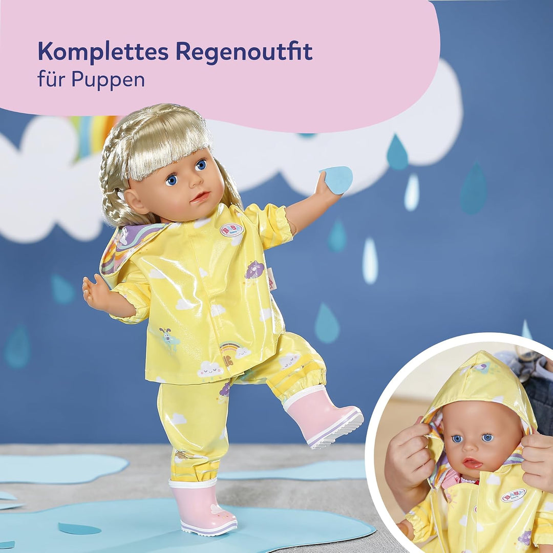 Baby Born Regen-Oufit mit Regenmantel, Regenhose und Gummistiefeln für 43 cm Puppen