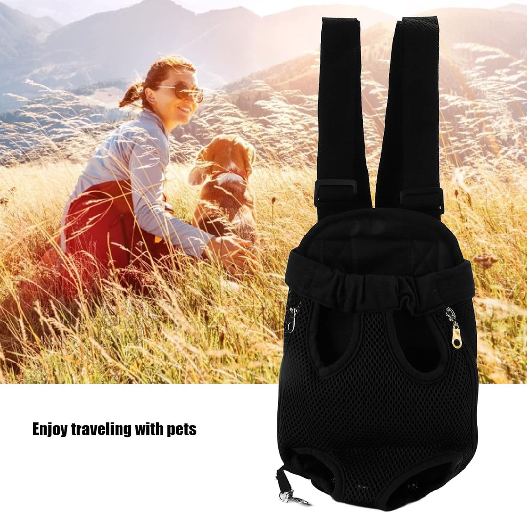 Haustier-Frontträger-, Haustier-Brustrucksack aus Nylon für Reisen, Fahrrad, Wandern, Motorrad (L) L