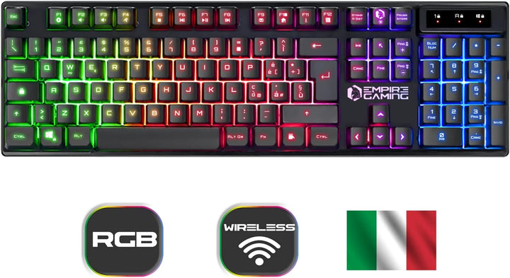 Empire Gaming - Armor RF800 Kit Wireless di Tastiera e Mouse da Gioco QWERTY(IT Layout) - Tastiera 2