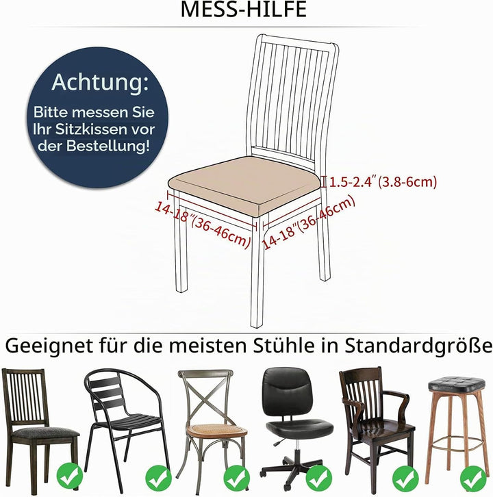 Homaxy Stuhlbezug Sitzfläche 6er Set, Stretch Bezug für Stühle Sitzbezüge für Esszimmerstühle Abwasc