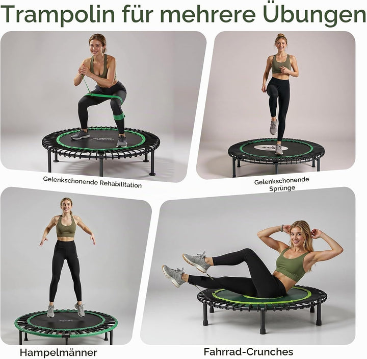 BCAN 204 kg Faltbares Mini-Trampolin, 102 cm Fitness-Trampolin für Erwachsene mit robusten Gummiseil