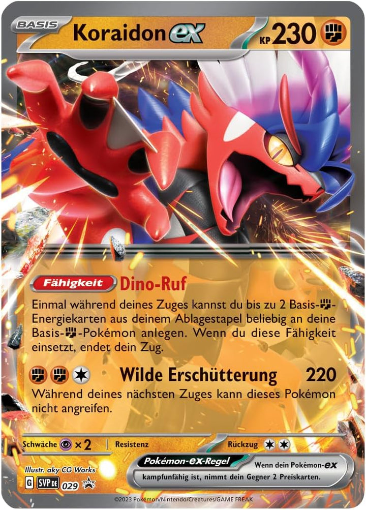 Pokémon-Sammelkartenspiel: Tin-Box Paldea-Legenden – Koraidon (1 holografische Karte & 4 Boosterpack