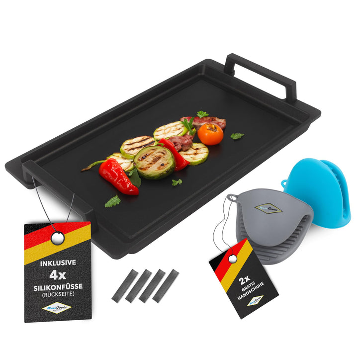 MaxxGoods - Aluminiumguss Grillplatte Teppanyaki (41x24x2,5cm) für Induktion & alle gängigen Herdpla