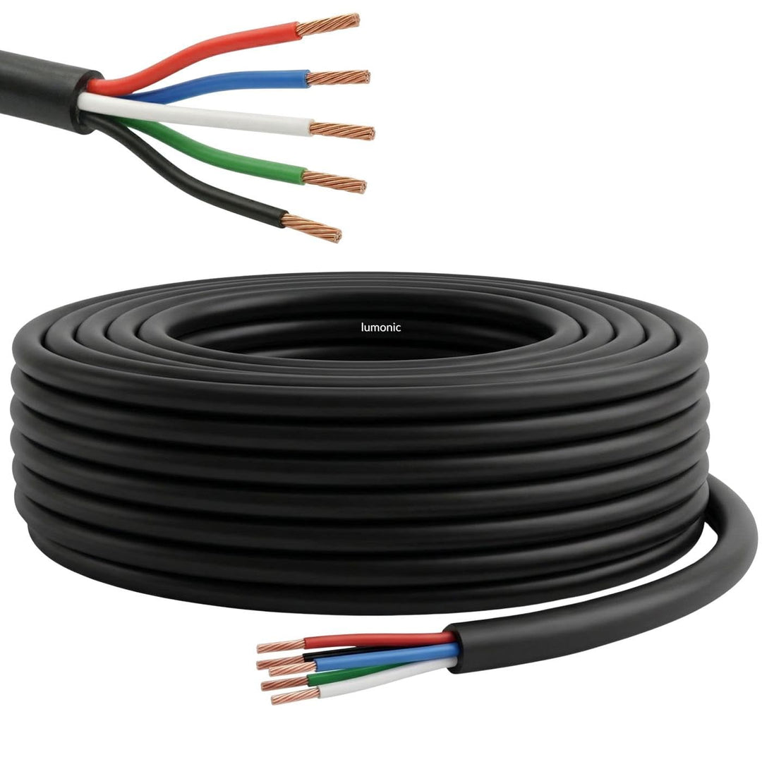 Lumonic 5x 0,34mm² RGBW LED Steuerleitung schwarz 200m I ummanteltes 5 adriges Kabel flexibel I Gesc