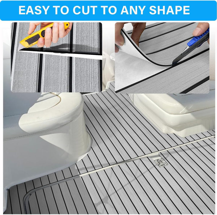 Hzkaicun Eva Schaum Boot 240x17/41/60/90 cm, Teakholz Eva Schaum Bodenbelag, Selbstklebende Deck Tep