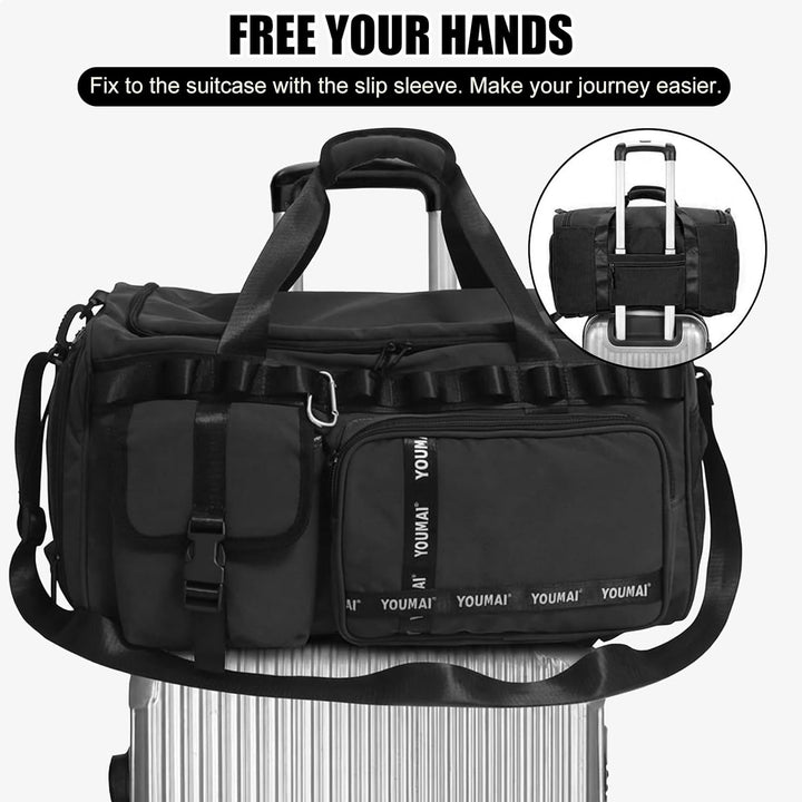Sporttasche Reisetasche für Damen und Herren, Gross 65L Sporttaschen mit Schuhfach & Nassfach, Large
