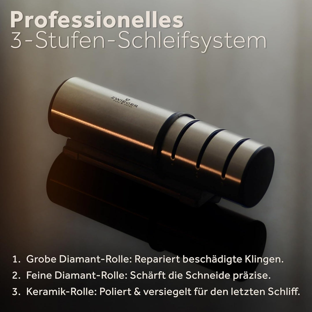 ZWIEGER Diamant Messerschärfer Profi mit Rollschleifer-Technologie – Messerschleifer mit 3 Stufen: 2