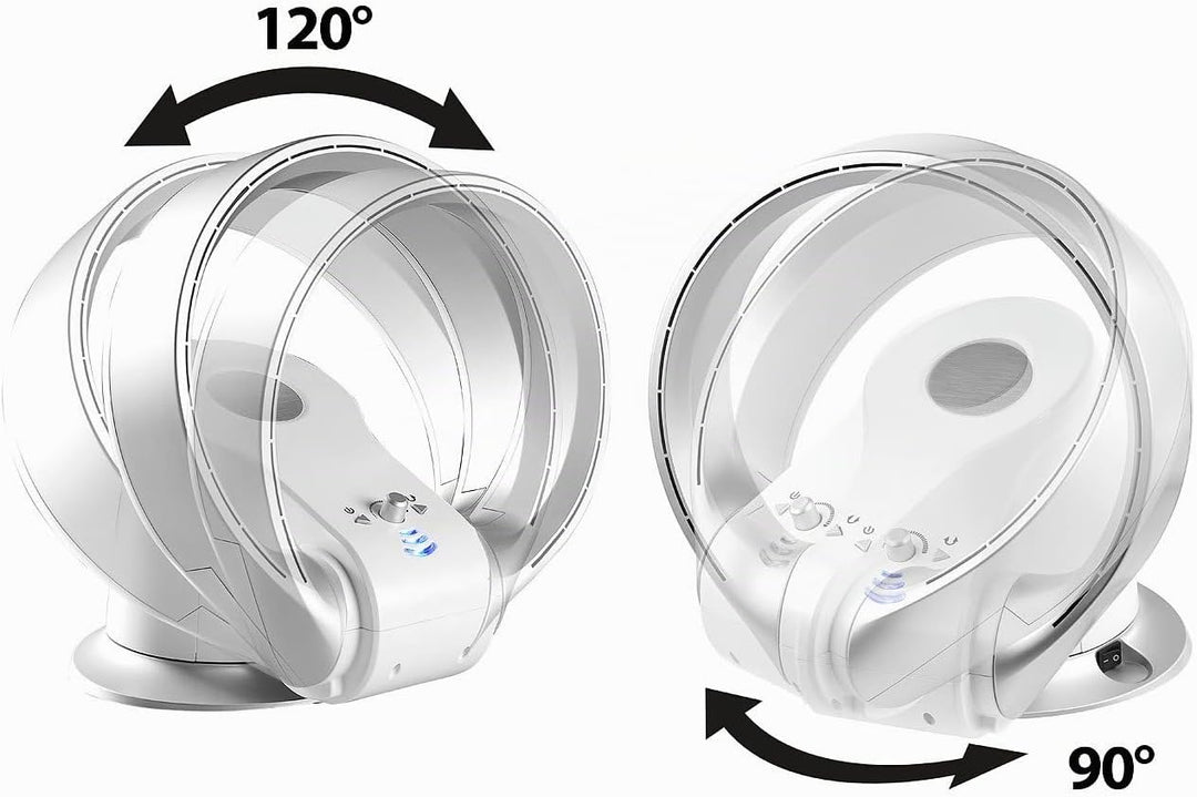 Sichler Haushaltsgeräte blattloser Ventilator: Rotorloser 360°-Tischventilator &amp; Heizlüfter, Oszilla