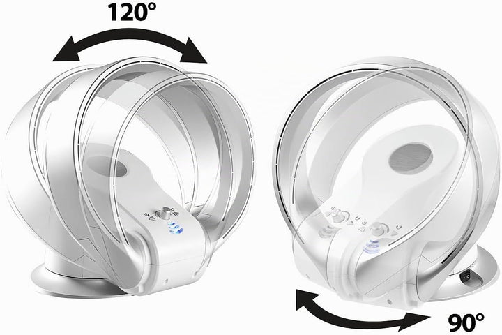Sichler Haushaltsgeräte blattloser Ventilator: Rotorloser 360°-Tischventilator &amp; Heizlüfter, Oszilla