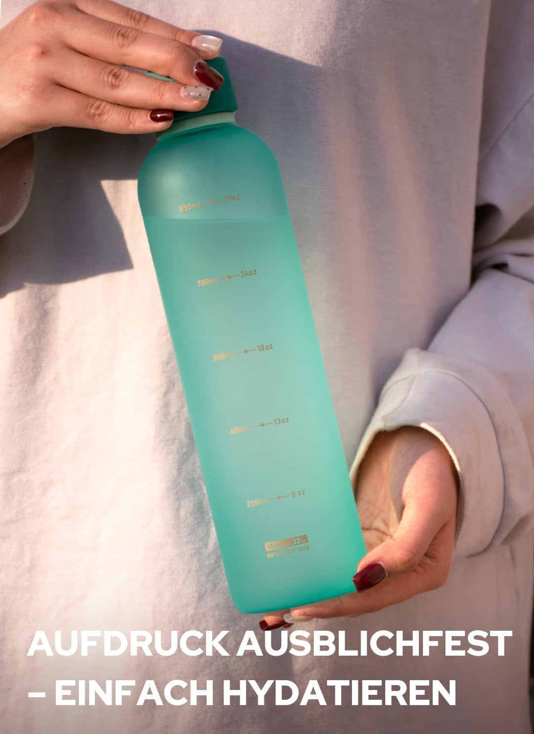 Opard Slim Pro Trinkflasche 1l, Kohlensäuregeeignete Wasserflasche mit facettiertem gummiertem Griff