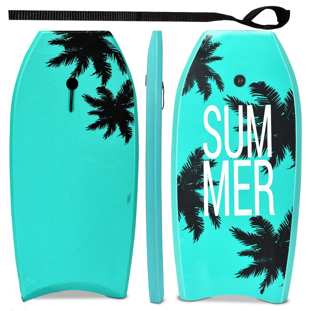 HOMASIS Bodyboard Schwimmbrett mit Zugseil 90 cm, Surfbrett für Kinder und Erwachsene, Surfbrett mit