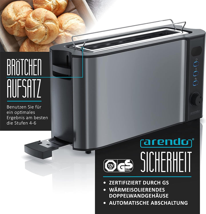 Arendo - Toaster Langschlitz - 2 Scheiben - Defrost Funktion - Wärmeisolierendes Doppelwandgehäuse -