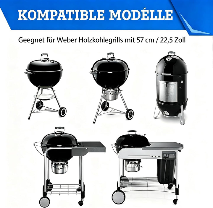 Grillrost Edelstahl, 54.5cm, Grillrost Rund mit Griff, Rund Grillrost für Weber 57CM Holzkohlegrills