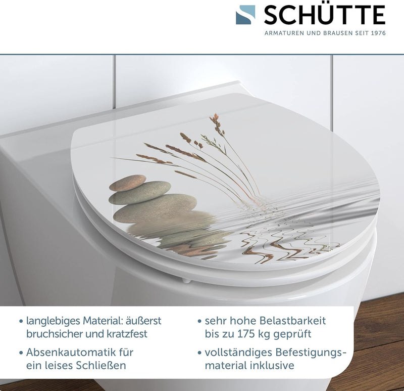 SCHÜTTE 80522 WC-Sitz BALANCE, MDF, High Gloss, mit Absenkautomatik, Motiv Balance_2, Balance_2