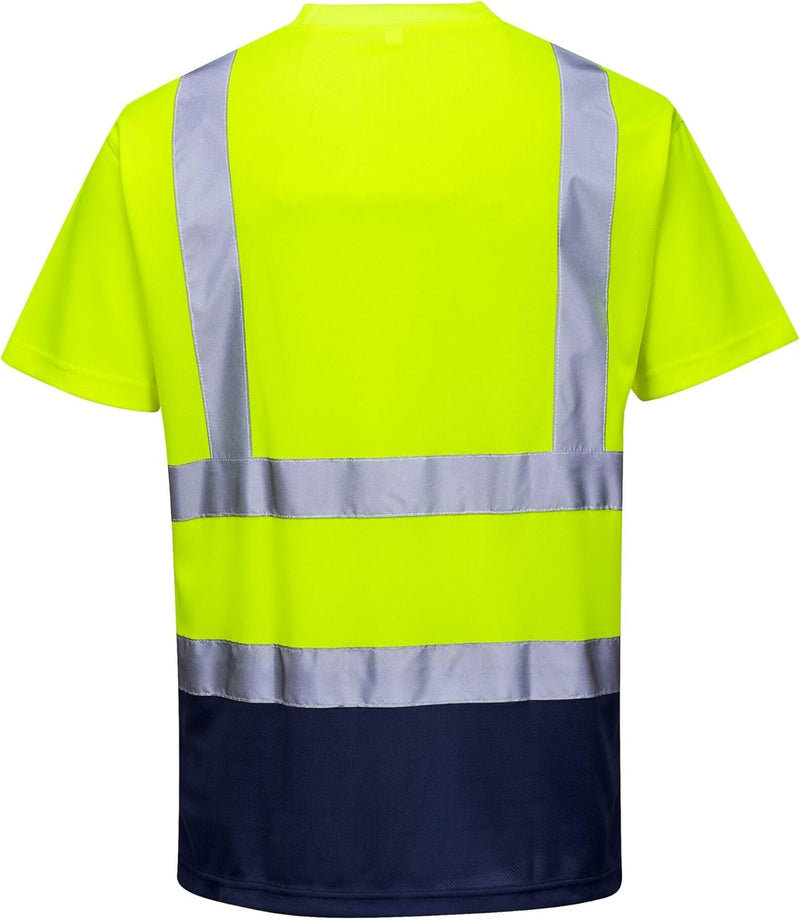 Portwest Zweifarbiges Warnschutz T-Shirt, Grösse: 5XL, Farbe: Gelb/Marine, S378YNR5XL 5XL Gelb / Mar