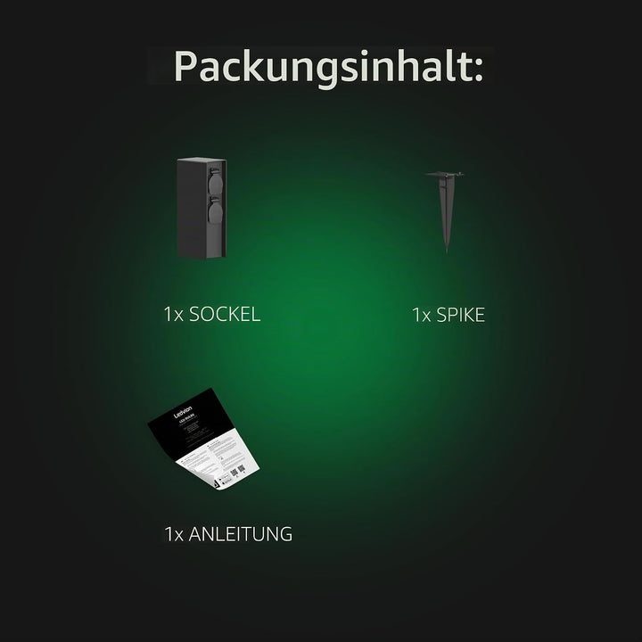 Ledvion - Aussensteckdose mit Pfahl, 4 Steckdosen, Wasserdicht IP44, 3 Jahre Garantie 23 Schwarz, 23