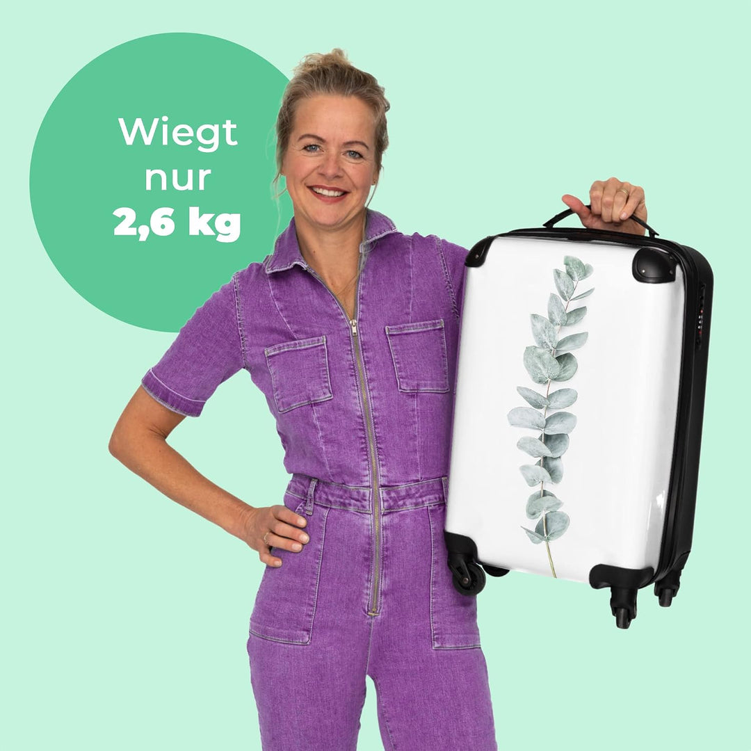 NoBoringSuitcases.com® Koffer Handgepäck Trolley Rollkoffer Kleine Reisekoffer mit 4 Rollen - Pflanz
