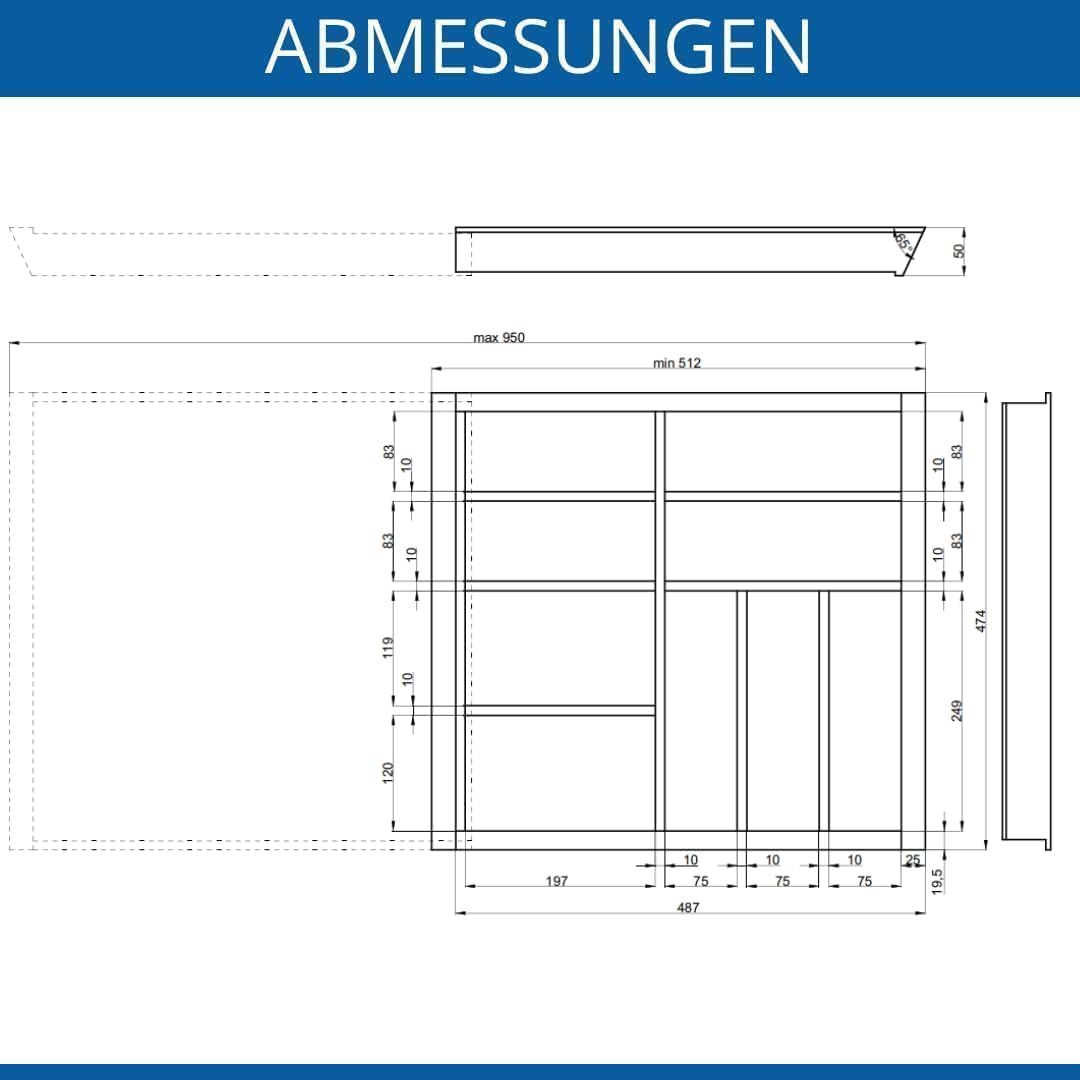 GTV - Schubladeneinsatz CUSTOMI für Küchenschubladen | Nützlicher Besteckeinsatz fur Küchen - Bestec