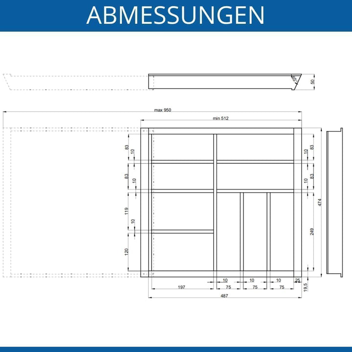 GTV - Schubladeneinsatz CUSTOMI für Küchenschubladen | Nützlicher Besteckeinsatz fur Küchen - Bestec