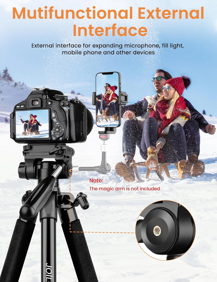 JOILCAN Kamerastativ für Canon Nikon, DSLR-Stativ, Kamerastativ mit Universal-Handyhalterung 74.5inc