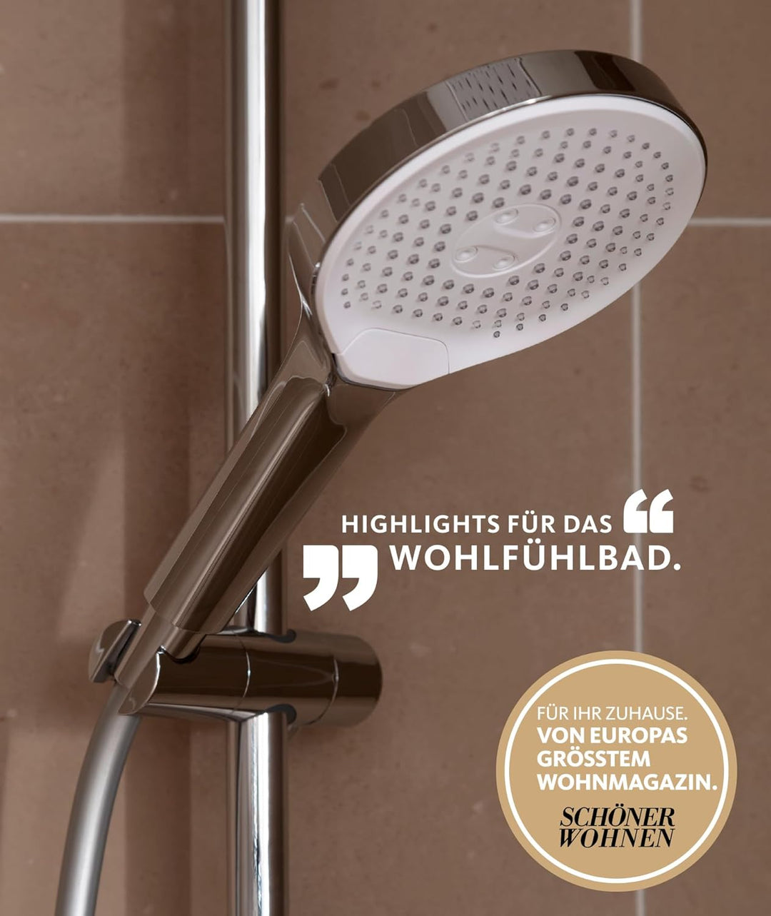 Schöner Wohnen Kollektion Handbrause 3-strahlig Glaia, wasserspar Duschkopf, Duschbrause mit Anti-Ka