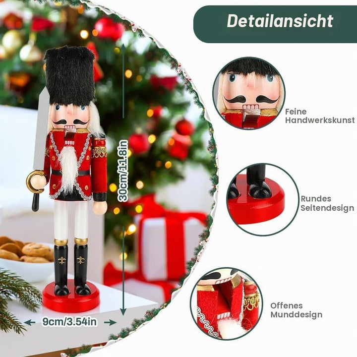 KAHEIGN 2Pcs Nussknacker Figuren Holz Nussknacker Soldaten, 30cm Traditionelle Weihnachten Nussknack
