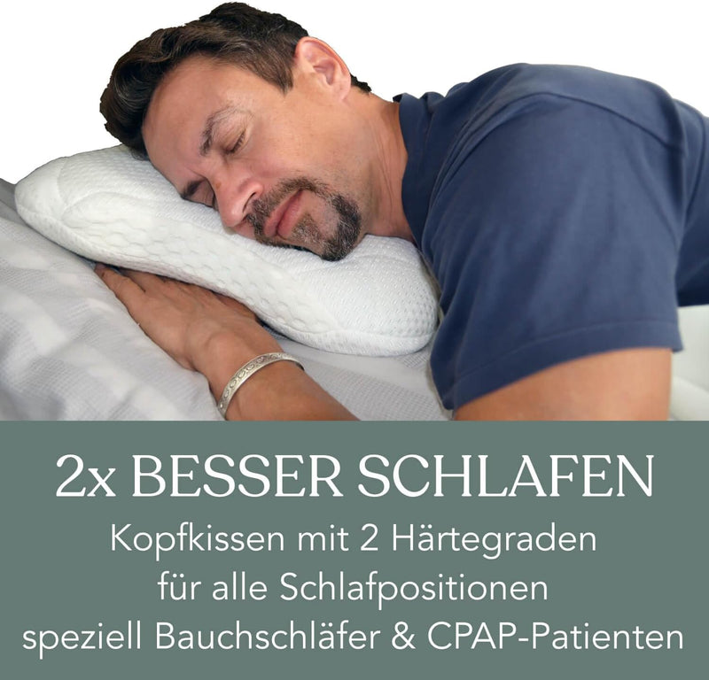Traumreiter CPAP Kissen für Seitenschläfer - Schlafapnoe Kopfkissen mit Memory Foam 2 Härtegrade, ge