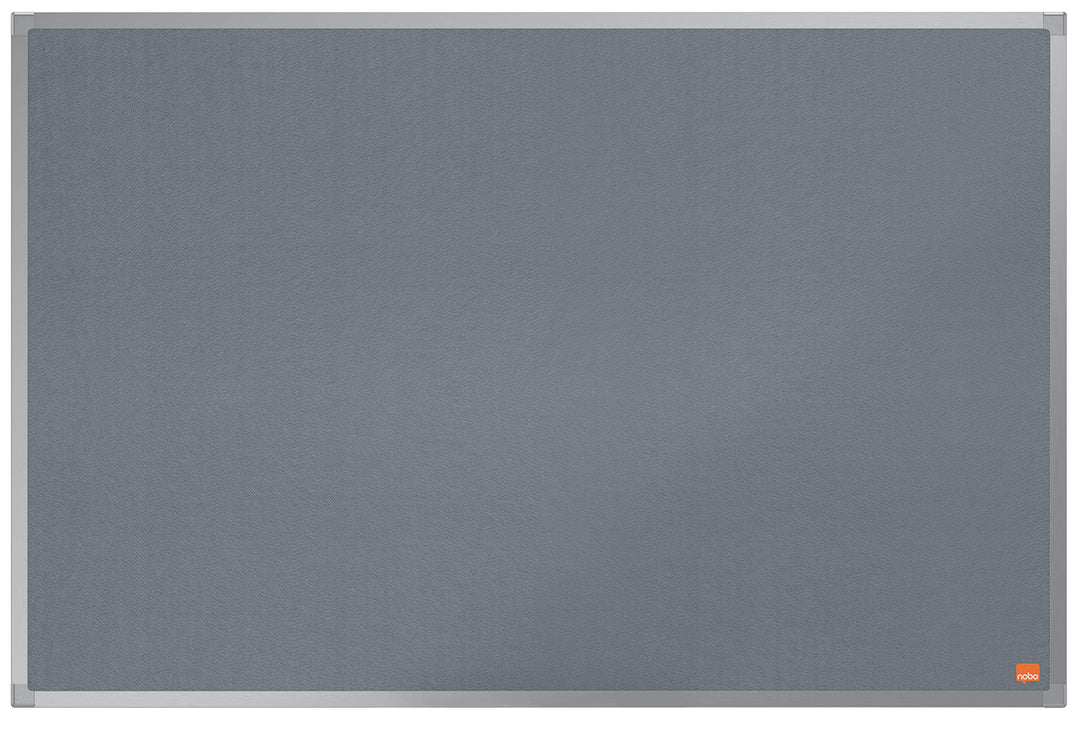 Nobo Filz-Notiztafel, 60 x 90 cm, Aluminiumrahmen, Traditionelle Eckmontage, Grau, Essence-Serie, 19