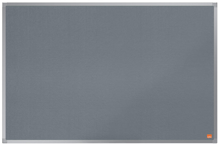 Nobo Filz-Notiztafel, 60 x 90 cm, Aluminiumrahmen, Traditionelle Eckmontage, Grau, Essence-Serie, 19