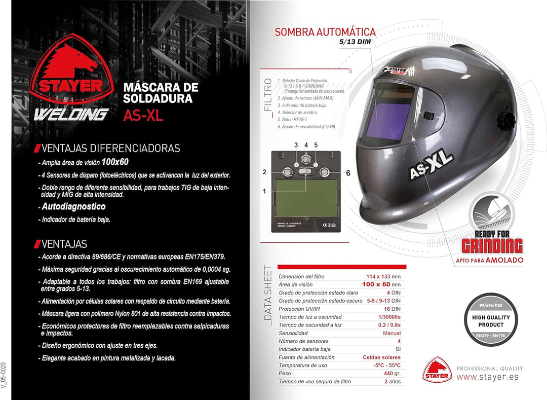 AS-XL - 100x60mm 1-30000s/0.2-0.8s -5ºC-55ºC 440Kg_ MÁSCARAS DE SOLDADURA
