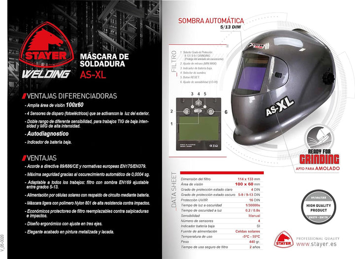 AS-XL - 100x60mm 1-30000s/0.2-0.8s -5ºC-55ºC 440Kg_ MÁSCARAS DE SOLDADURA