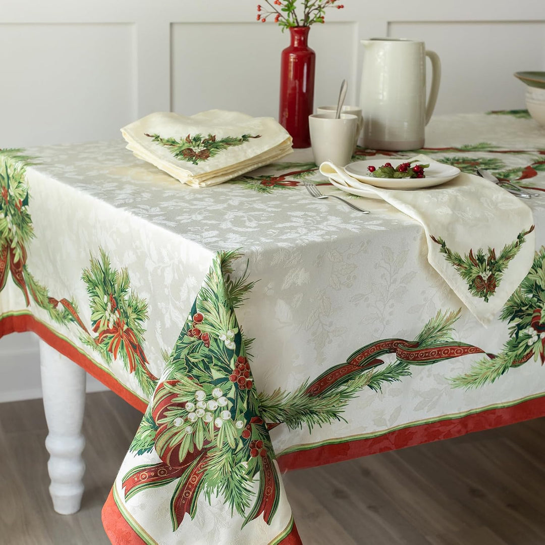 Benson Mills Tischdecke mit Weihnachtsbändern, Bedruckt, für Winter, Urlaub und Weihnachten (152,4 x