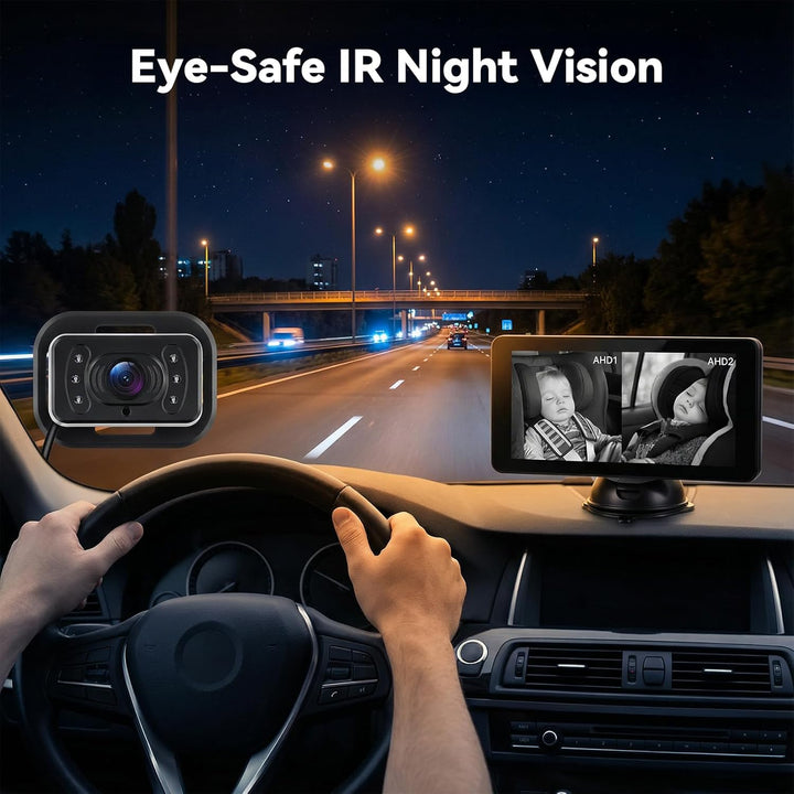 SIXTOP Baby Auto Kamera mit 6.86" IPS Monitor, Nachtsicht & 90° Weitwinkel 2 HD Rücksitzkameras, Sic