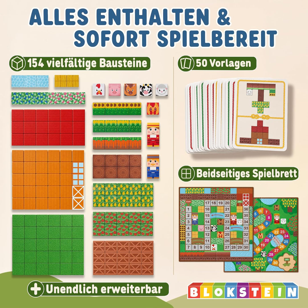 Magnetische Bausteine inkl. Brett- & Spielkarten I 154 Teile I 2,5 cm grosse Magnetbausteine I Monte