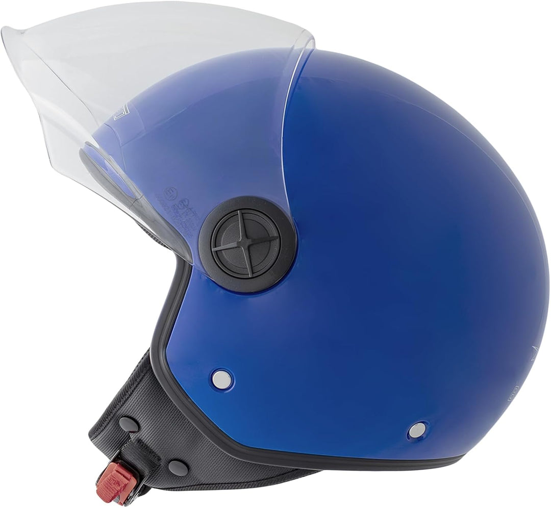 Motorradhelm Quad Roller Offenes JetHelm Viser ECE 22 06 Polierten Blau M 57-58 cm ( M) Blau, 57-58