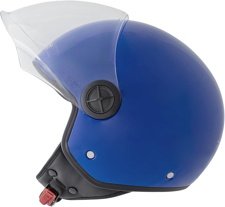 Motorradhelm Quad Roller Offenes JetHelm Viser ECE 22 06 Polierten Blau M 57-58 cm ( M) Blau, 57-58
