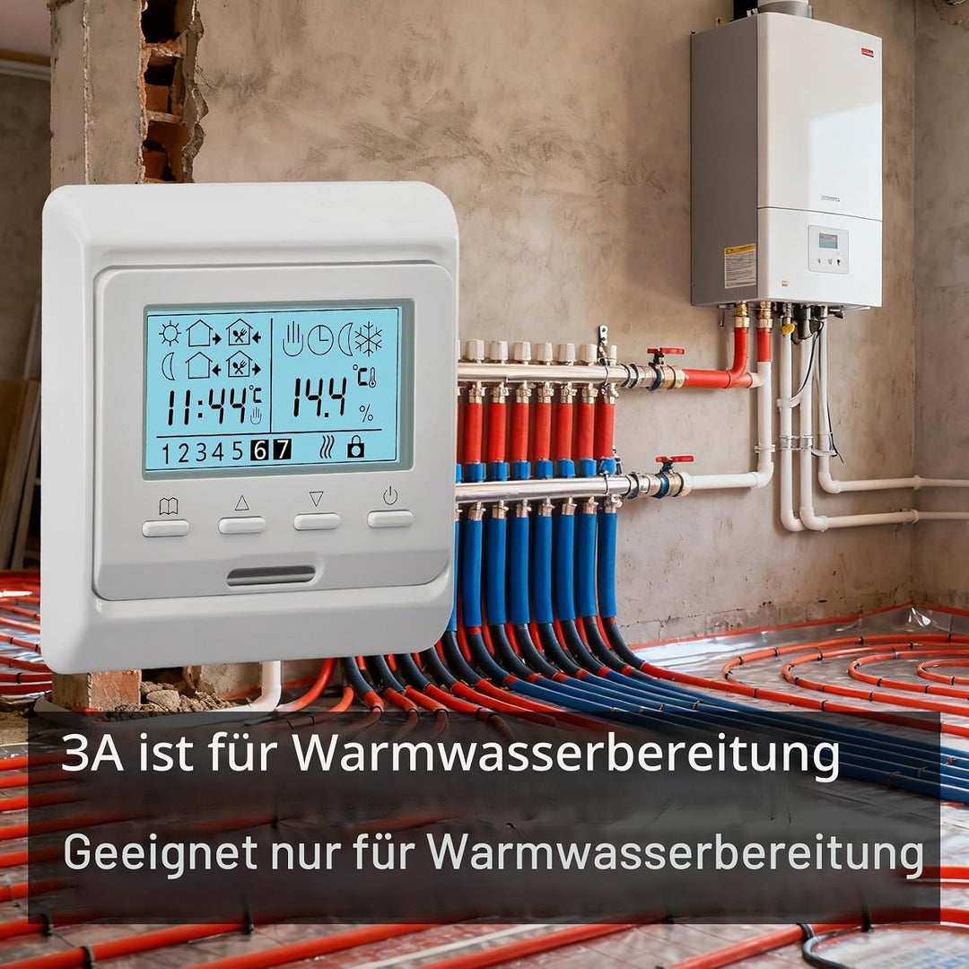Heschen LCD Digital Wöchentliches Programmier Thermostat, HS-E806, 230VAC 3Ampere, Regler für Fussbo