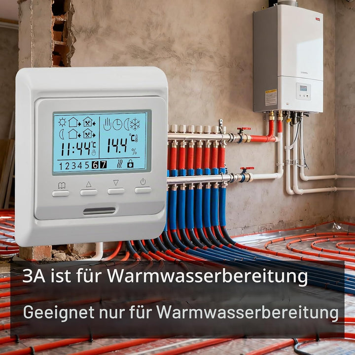 Heschen LCD Digital Wöchentliches Programmier Thermostat, HS-E806, 230VAC 3Ampere, Regler für Fussbo