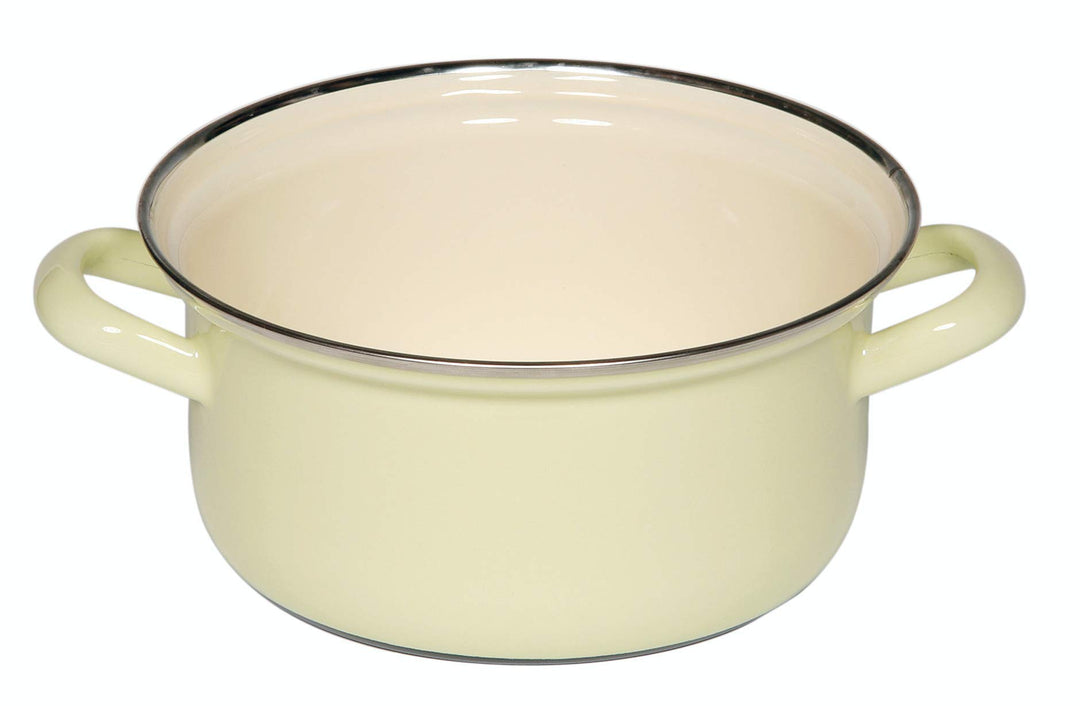 Riess, 0278-006, Kasserolle mit Chromrand 16, CLASSIC - BUNT/PASTELL, Farbe Gelb, Durchmesser 16 cm,