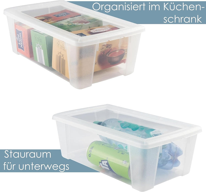 6 x Aufbewahrungsbox mit Deckel 5 Liter - 32x19x11 cm - transparent stapelbar LEBENSMITTELECHT - Sch