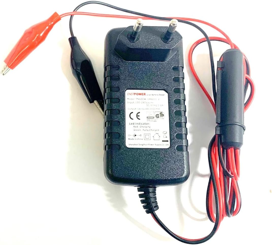 Enerpower Steck Ladegerät 4S 14,6V für LiFePo4, AGM Akkus 12V (12,8V) 2A Krokodile