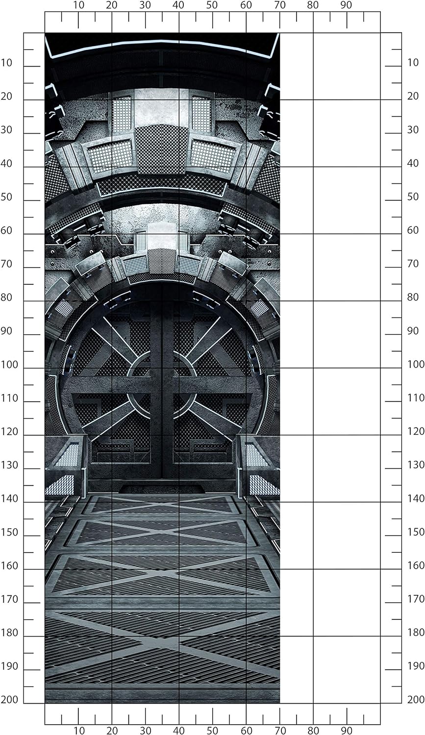 wandmotiv24 Türtapete futuristisches Metall-tor, modern 70 x 200cm (B x H) - Dekorfolie selbstkleben