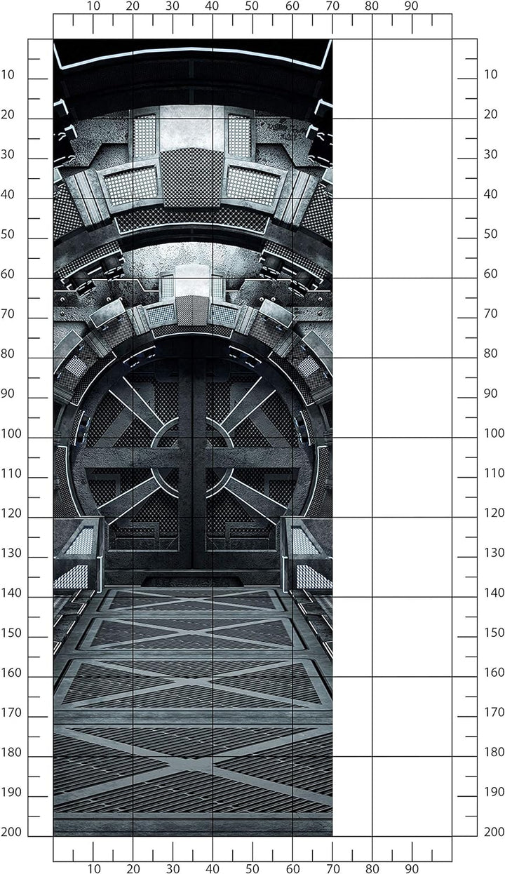 wandmotiv24 Türtapete futuristisches Metall-tor, modern 70 x 200cm (B x H) - Dekorfolie selbstkleben