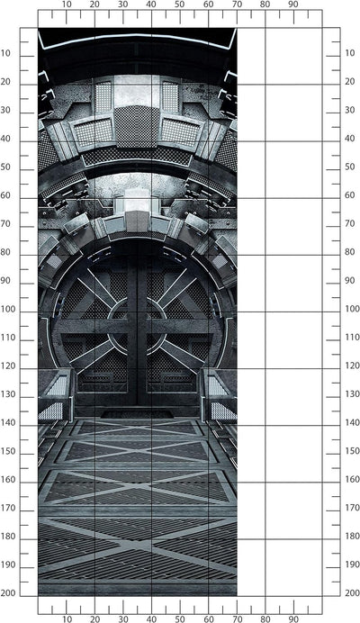 wandmotiv24 Türtapete futuristisches Metall-tor, modern 70 x 200cm (B x H) - Dekorfolie selbstkleben