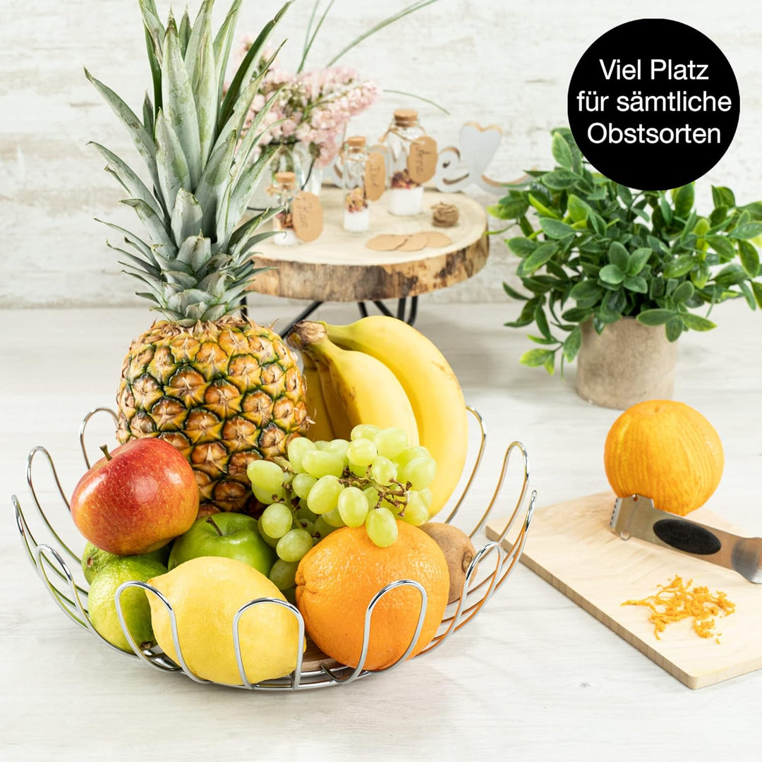 Moritz & Moritz Obstschale Silber Modern 32cm - Obstkorb Silber Metall – Korb für Geschenke, Früchte