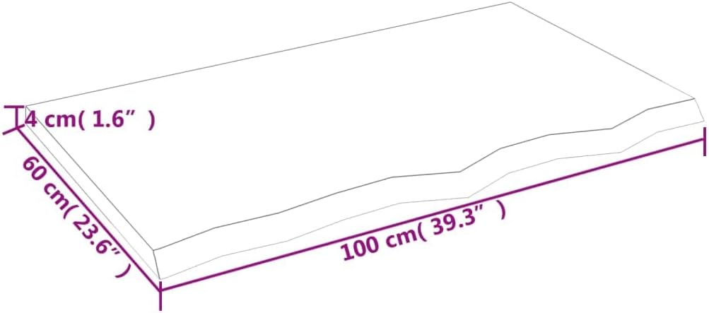 vidaXL Tischplatte Hellbraun 100x60x4 cm Massivholz Eiche Behandelt Hellbraun 100 x 60 x 4 cm, Hellb